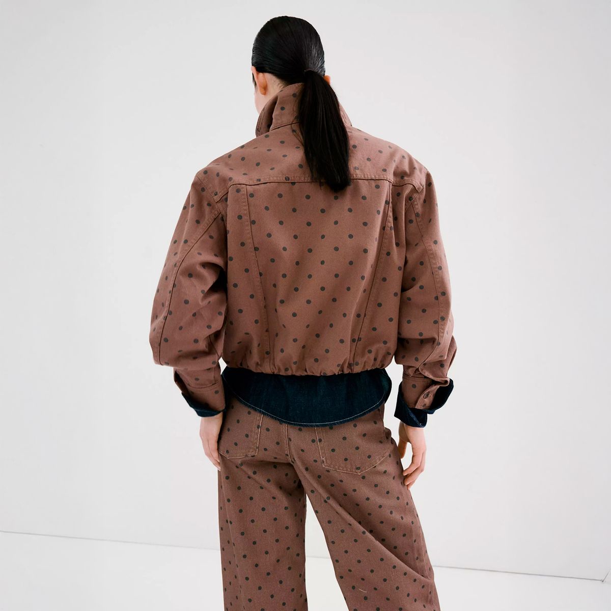 MANGO - Chaqueta Bomber Vaquera Lunares Mujer Mango