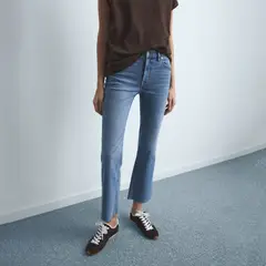 MANGO - Jeans Sienna Flare Crop Tiro Medio Mujer