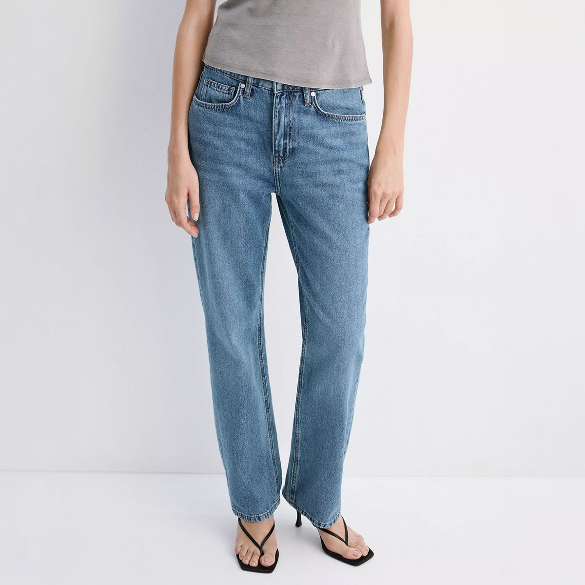 MANGO - Jeans Matilda Rectos Tiro Medio Mujer Mango