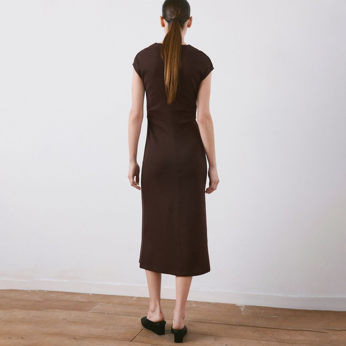 MANGO - Vestido Midi Detalle Drapeado Mujer Mango