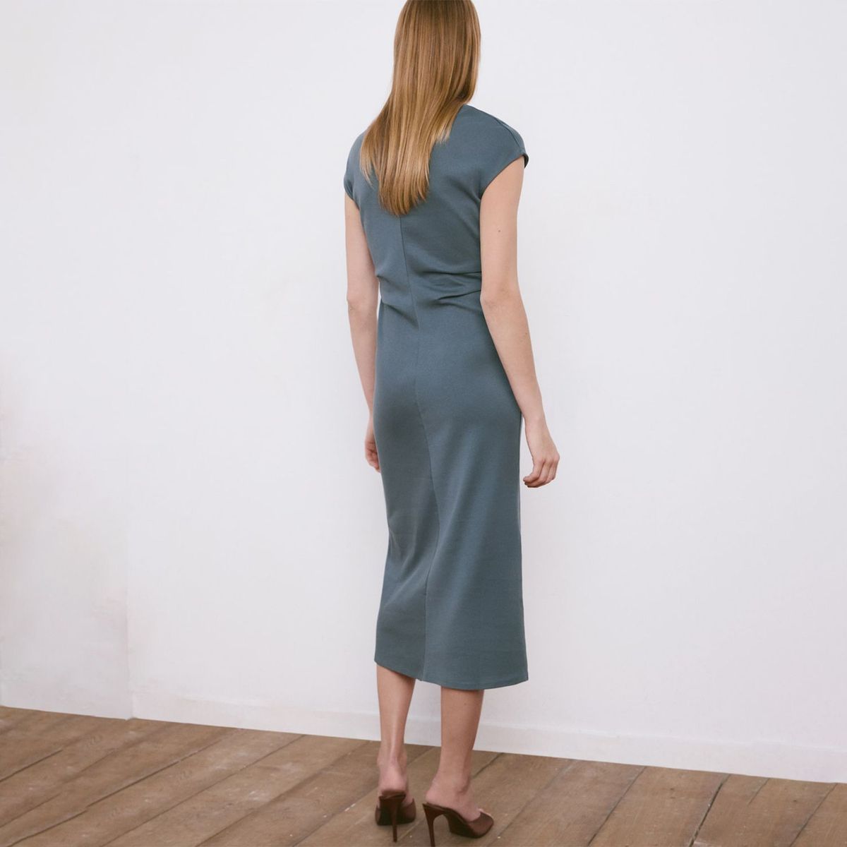 MANGO - Vestido Midi Detalle Drapeado Mujer Mango