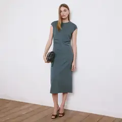 MANGO - Vestido Midi Detalle Drapeado Mujer