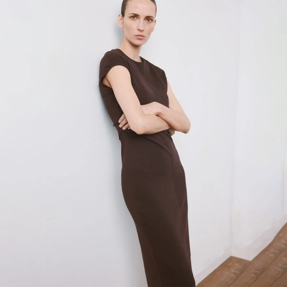 MANGO - Vestido Midi Detalle Drapeado Mujer Mango