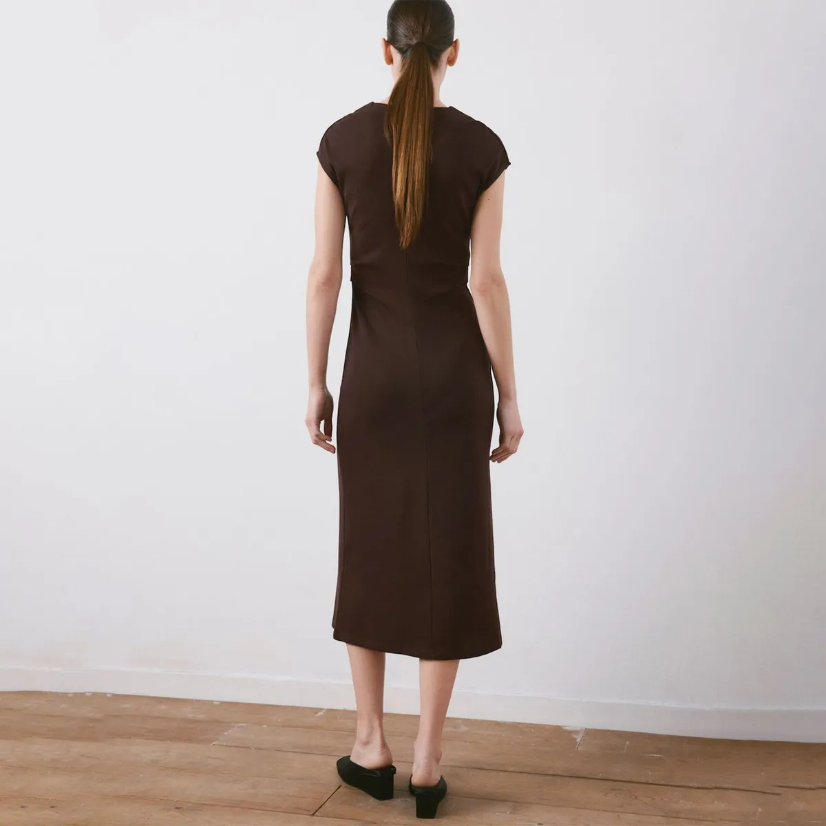 MANGO - Vestido Midi Detalle Drapeado Mujer Mango
