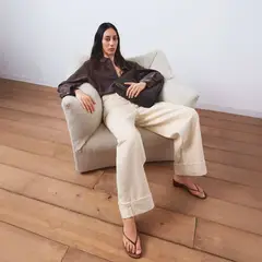 MANGO - Jeans Balloon Bajo Vuelto Mujer