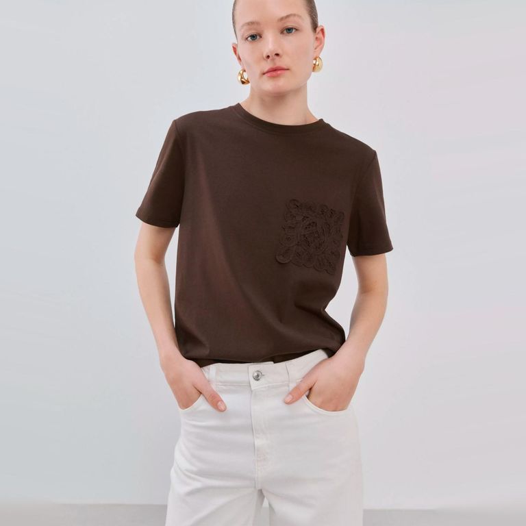 Polera Algodón Bordado Mujer
