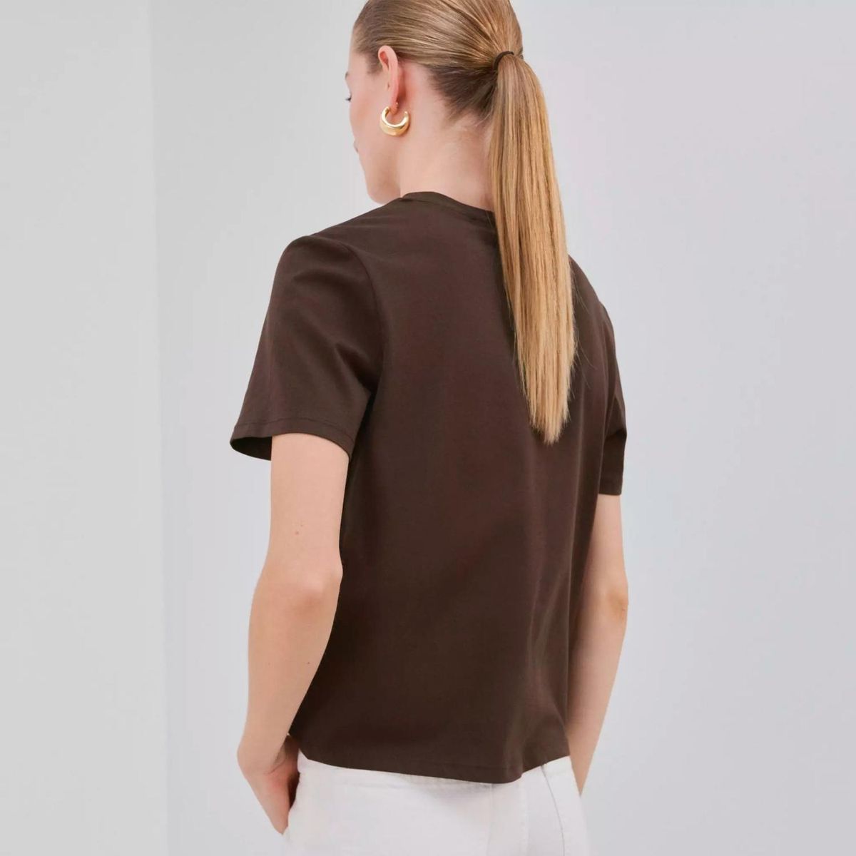 MANGO - Polera Algodón Bordado Mujer Mango