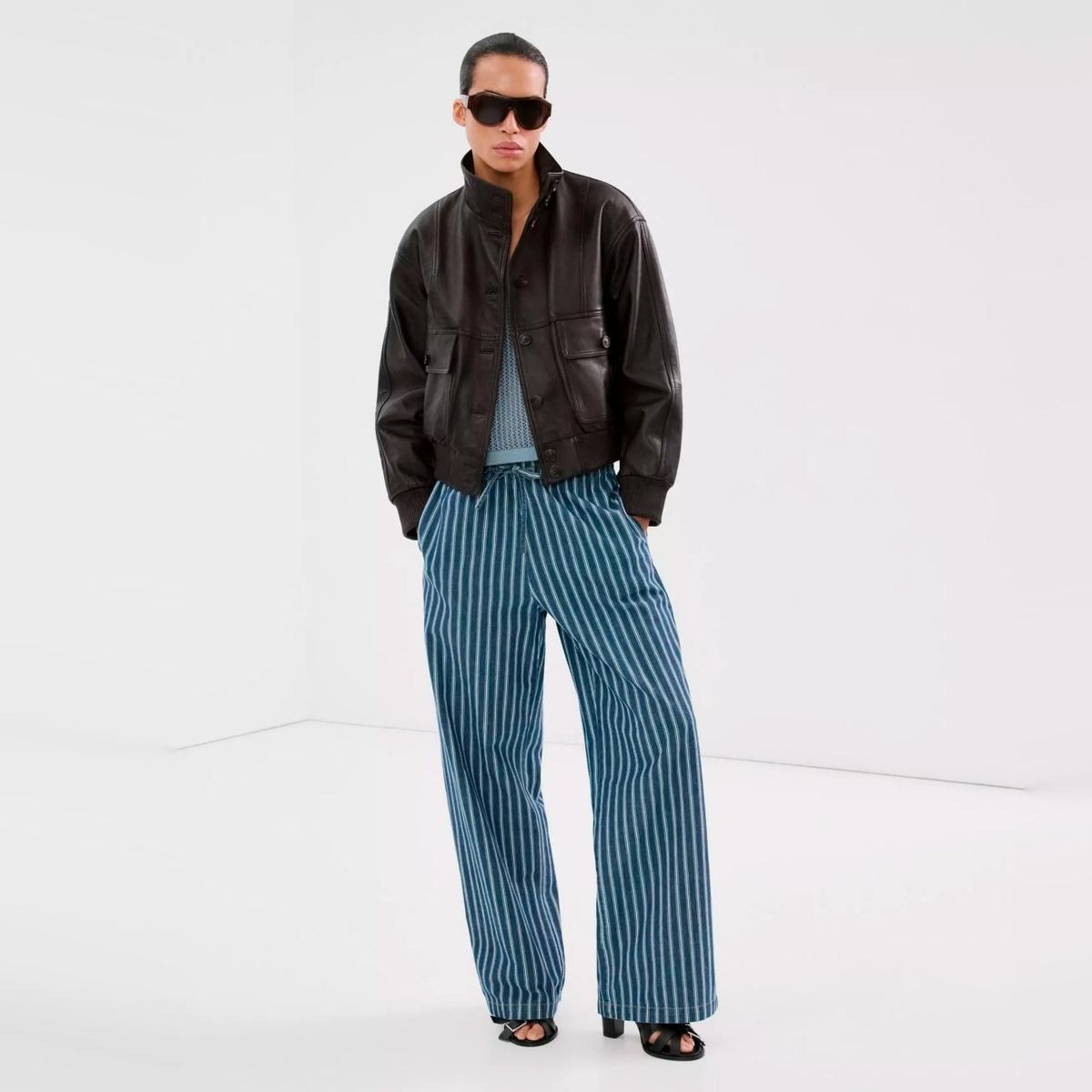 MANGO - Pantalón Recto Rayas Mujer Mango