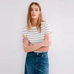 MANGO - Polera Algodón Rayas Mujer