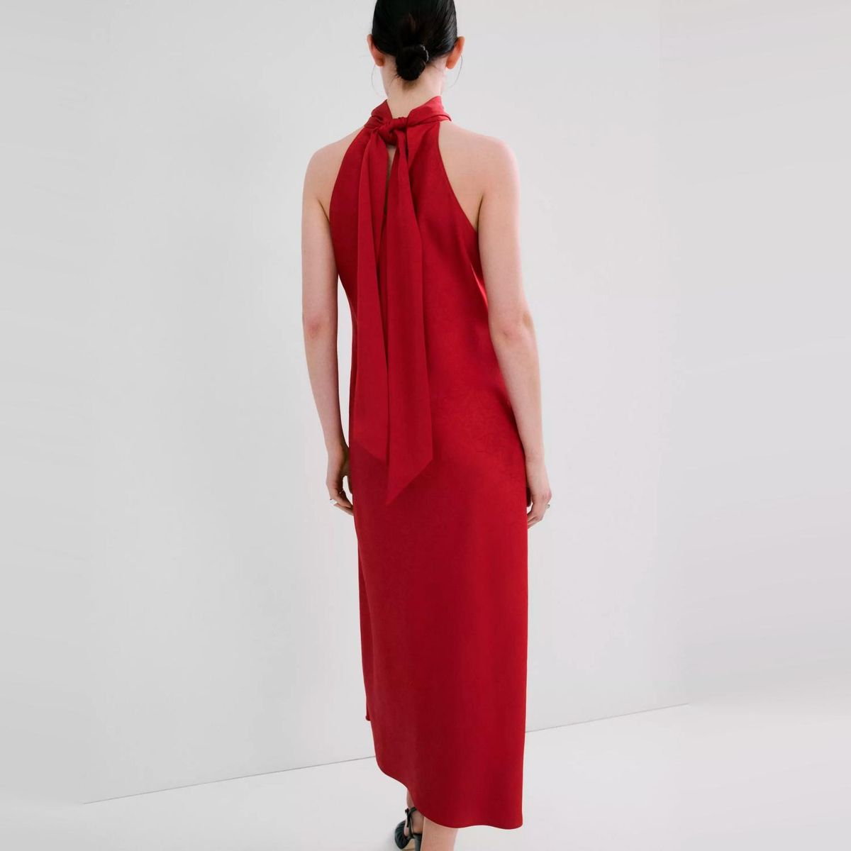 MANGO - Vestido Cuello Halter Lazo Mujer Mango