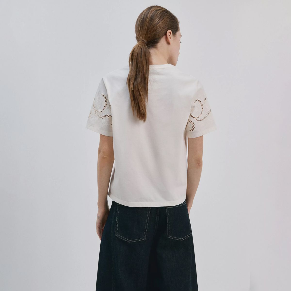 MANGO - Polera Algodón Calados Bordados Mujer Mango