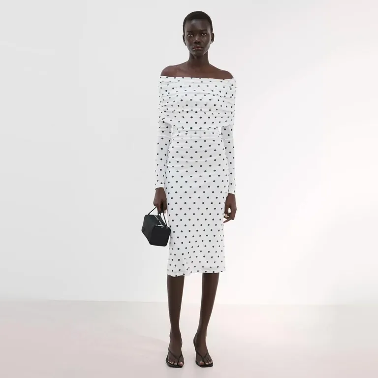 Vestido Lunares Palabra De Honor Mujer