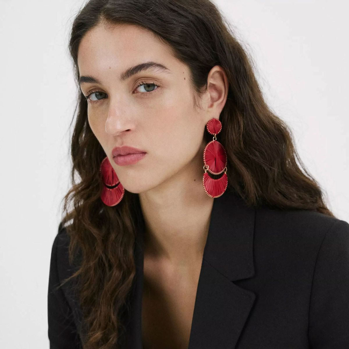 MANGO - Aros Largos Diseño Circular Mujer Mango