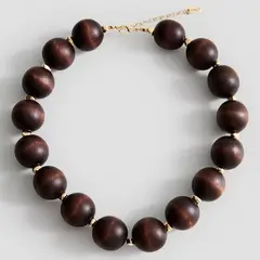 MANGO - Collar Bolas Madera Mujer