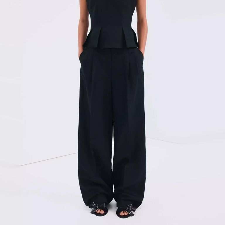 Pantalón Recto Lino Pinzas Mujer