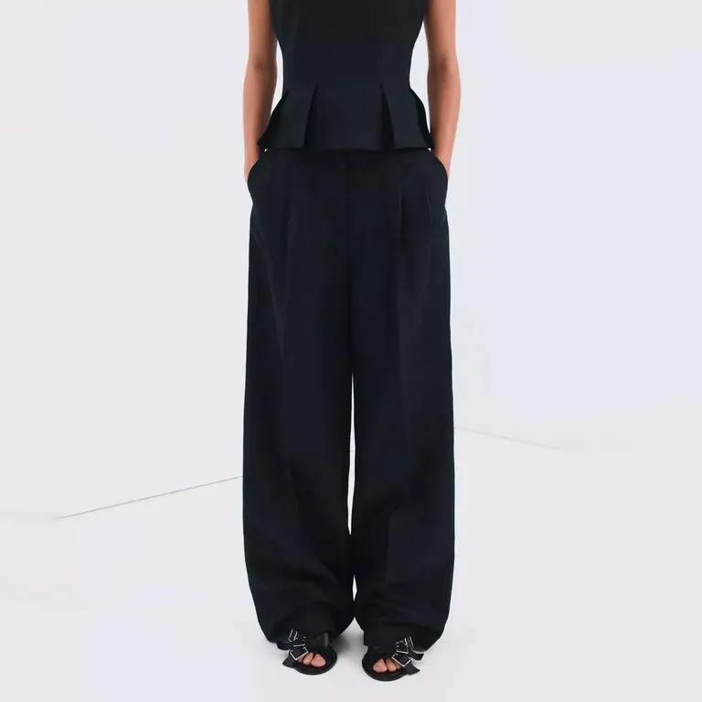 Pantalón Recto Lino Pinzas Mujer