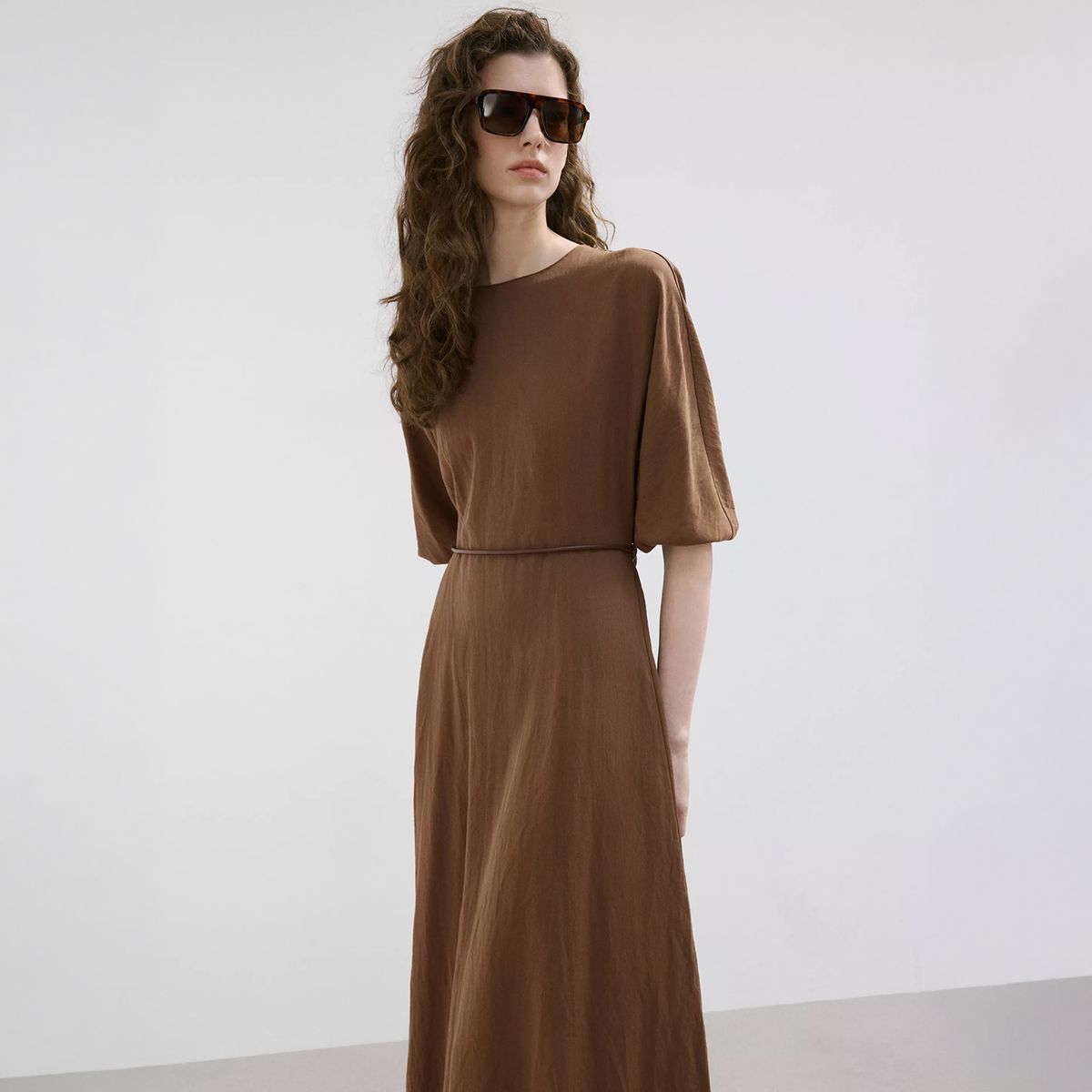 MANGO - Vestido Lyocell Cinturón Mujer Mango