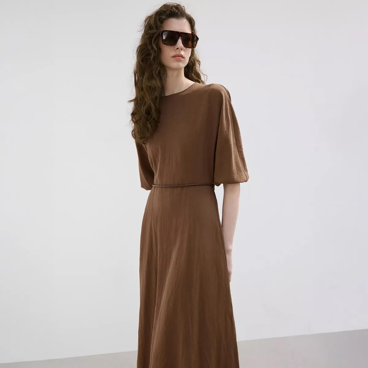 MANGO - Vestido Lyocell Cinturón Mujer Mango