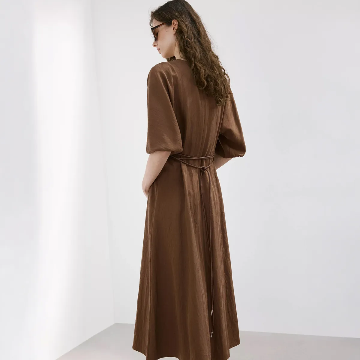 MANGO - Vestido Lyocell Cinturón Mujer Mango