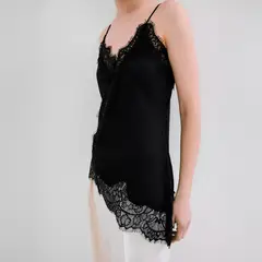 MANGO - Polera Lencero Encaje Asimétrico Mujer