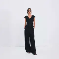 MANGO - Polera Peplum Lino Mujer