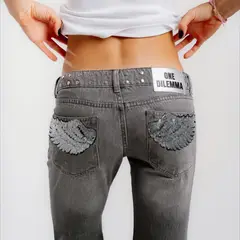 ONE DILEMMA - Jeans Wings Flare Tiro Bajo Mujer