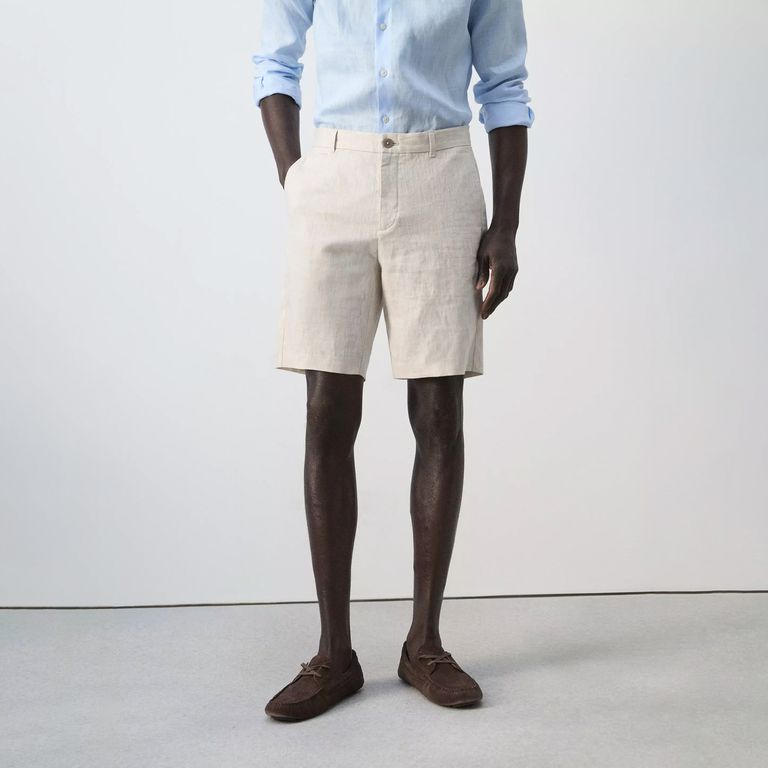 Bermudas Slim Fit 100% Lino Hombre