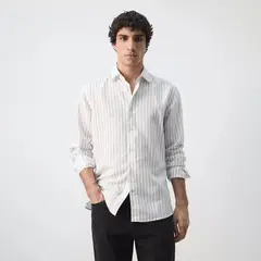 MANGO MAN - Camisa Regular Fit 100% Lyocell Rayas Hombre