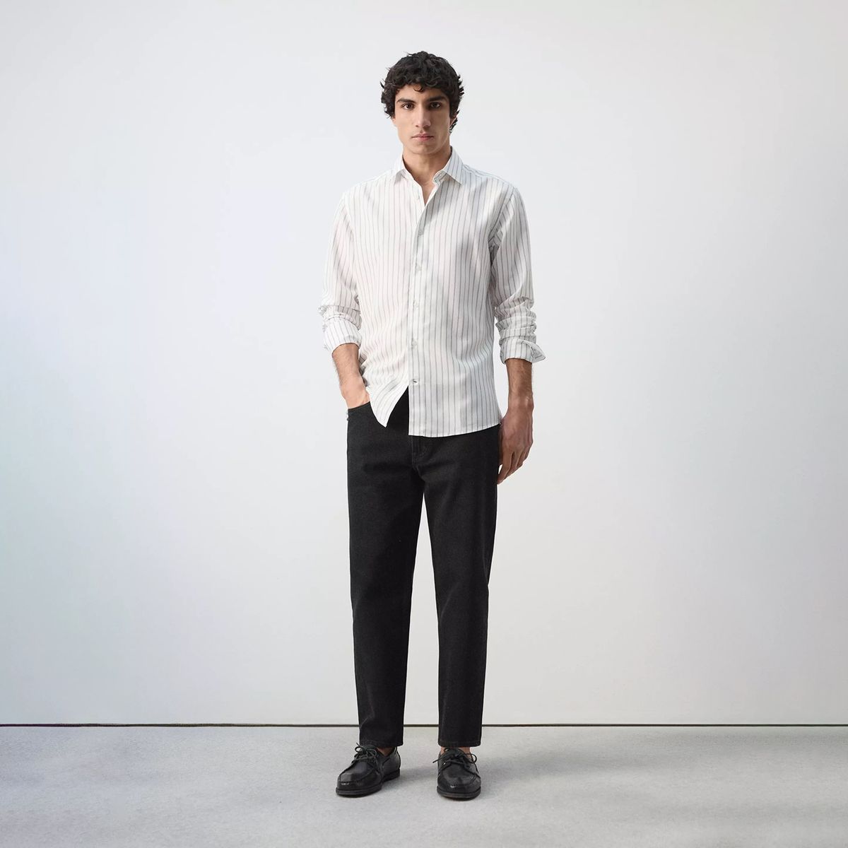 MANGO MAN - Camisa Regular Fit 100% Lyocell Rayas Hombre Mango Man