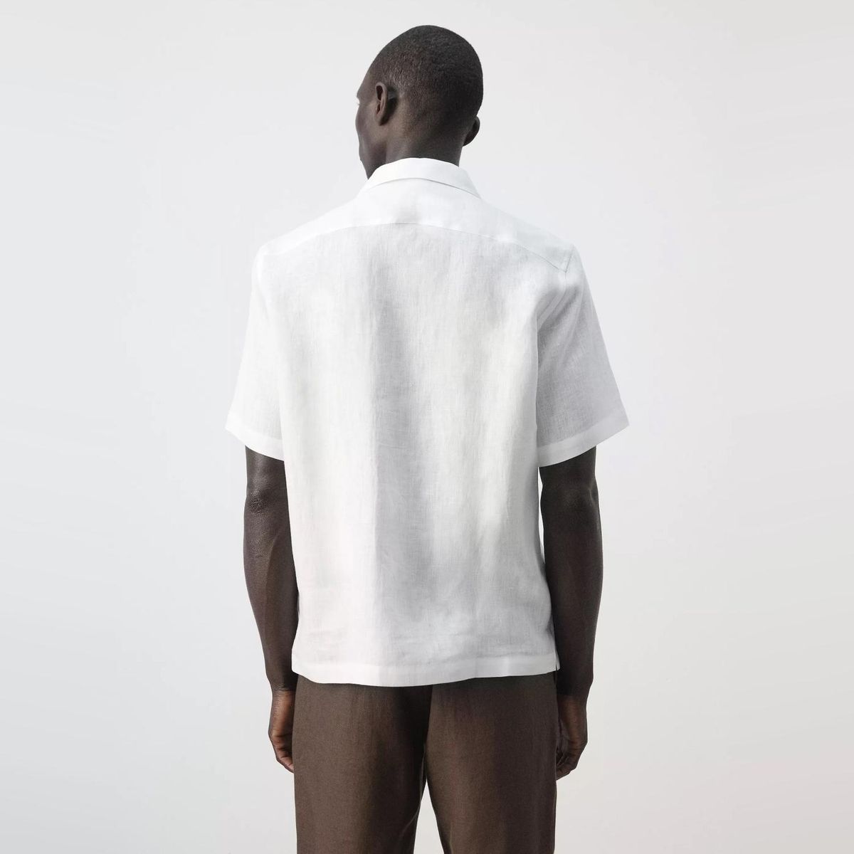 MANGO MAN - Camisa 100% Lino Cuello Bowling Hombre Mango Man