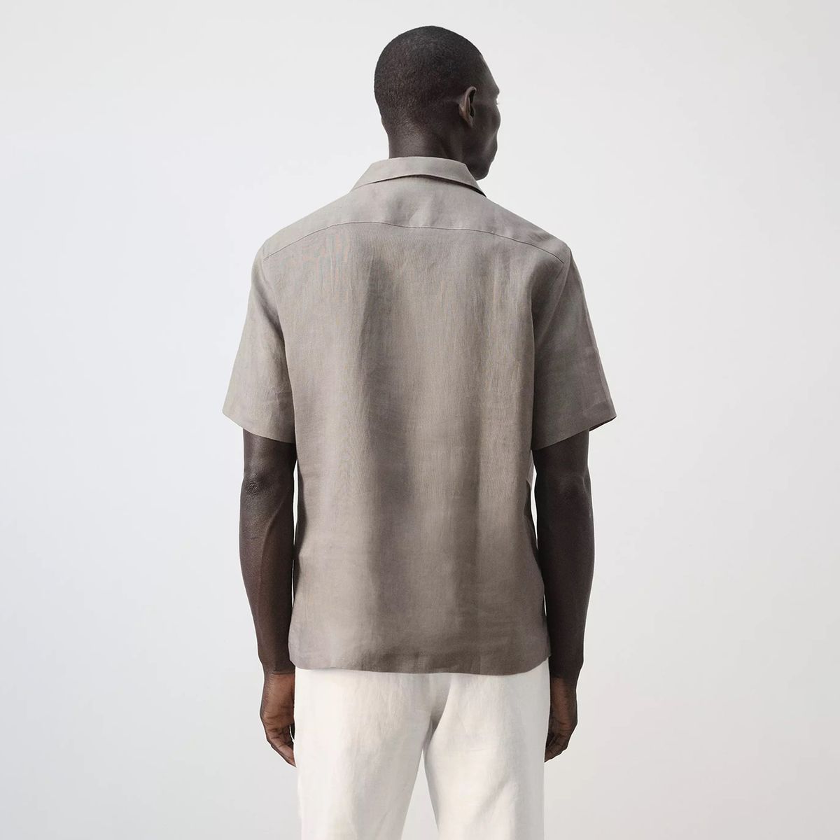 MANGO MAN - Camisa 100% Lino Cuello Bowling Hombre Mango Man