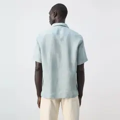MANGO MAN - Camisa 100% Lino Cuello Bowling Hombre