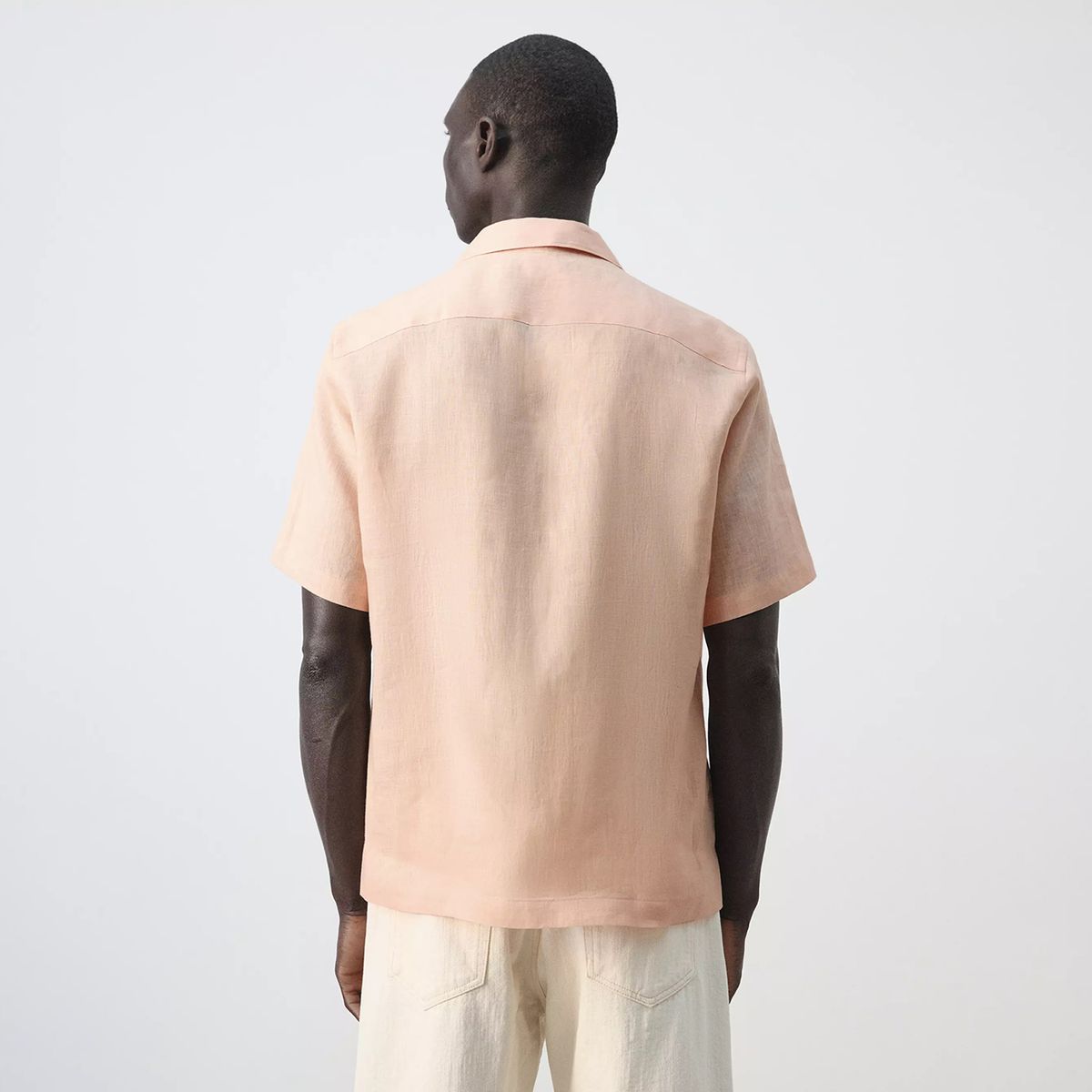 MANGO MAN - Camisa 100% Lino Cuello Bowling Hombre Mango Man