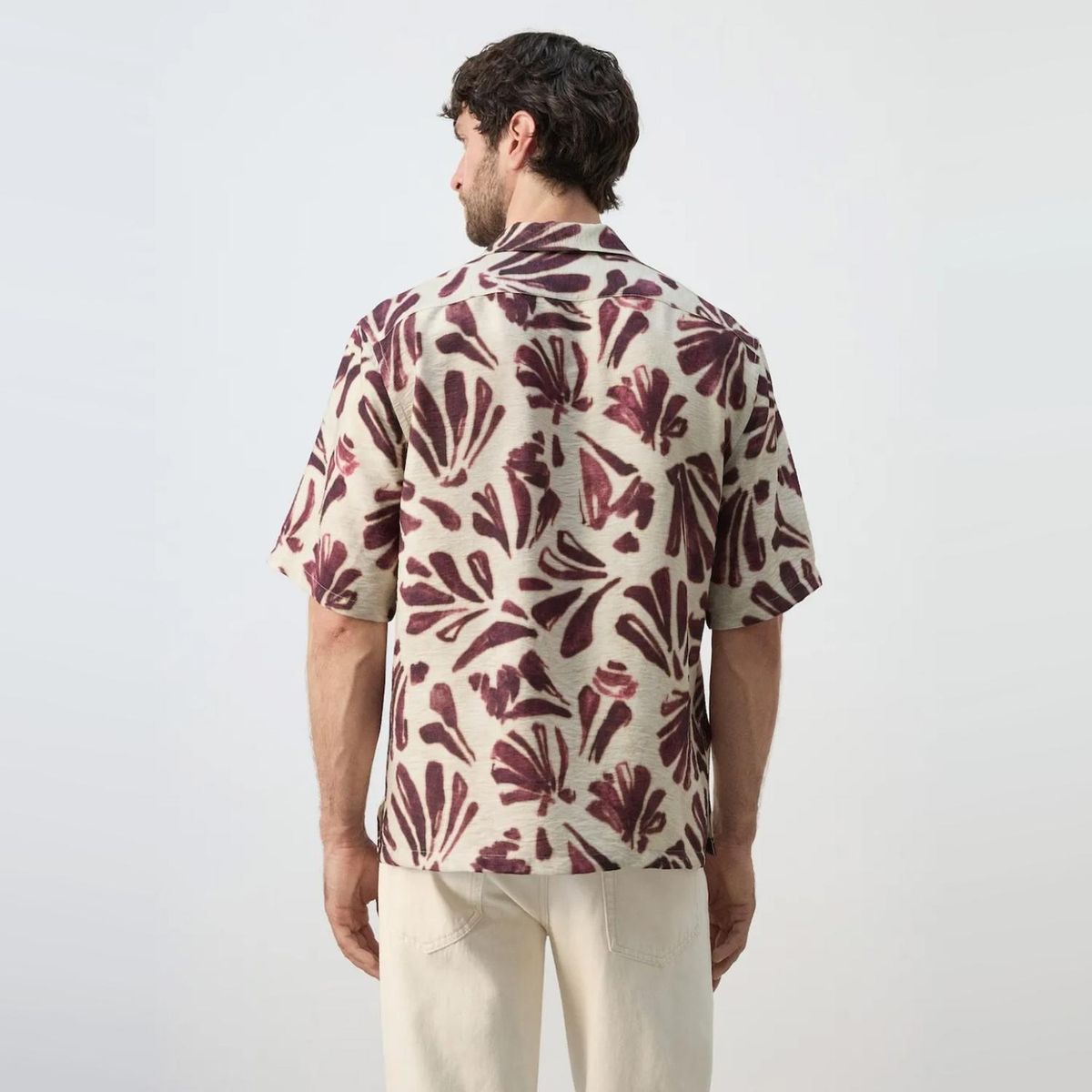 MANGO MAN - Camisa Fluida Estampada Cuello Bowling Hombre Mango Man