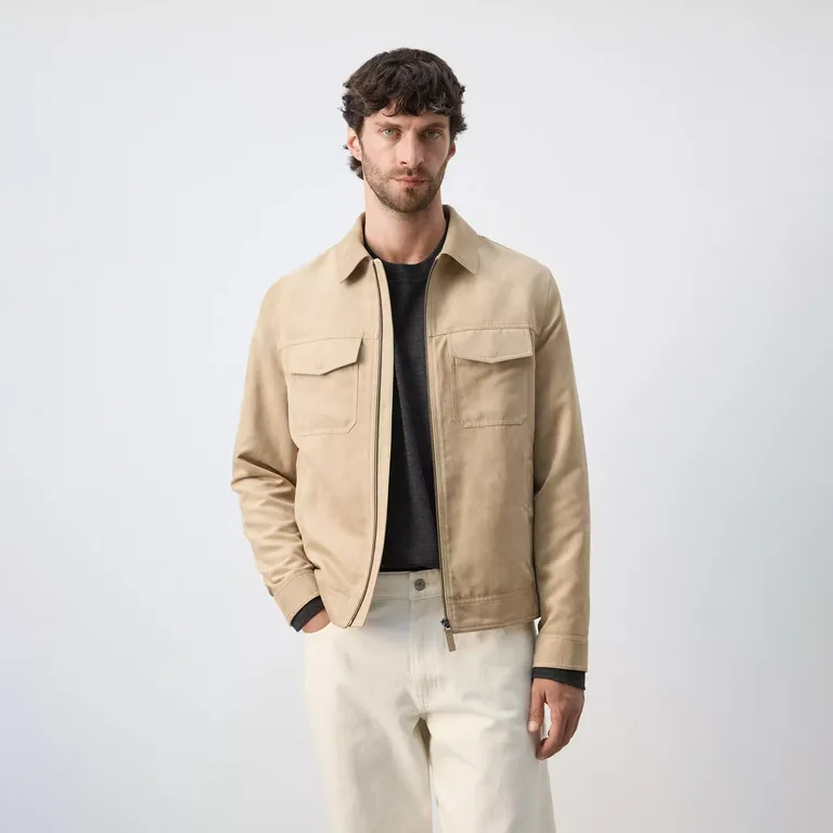 Chaqueta Efecto Gamuza Bolsillos Hombre