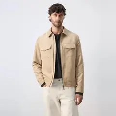 MANGO MAN - Chaqueta Efecto Gamuza Bolsillos Hombre