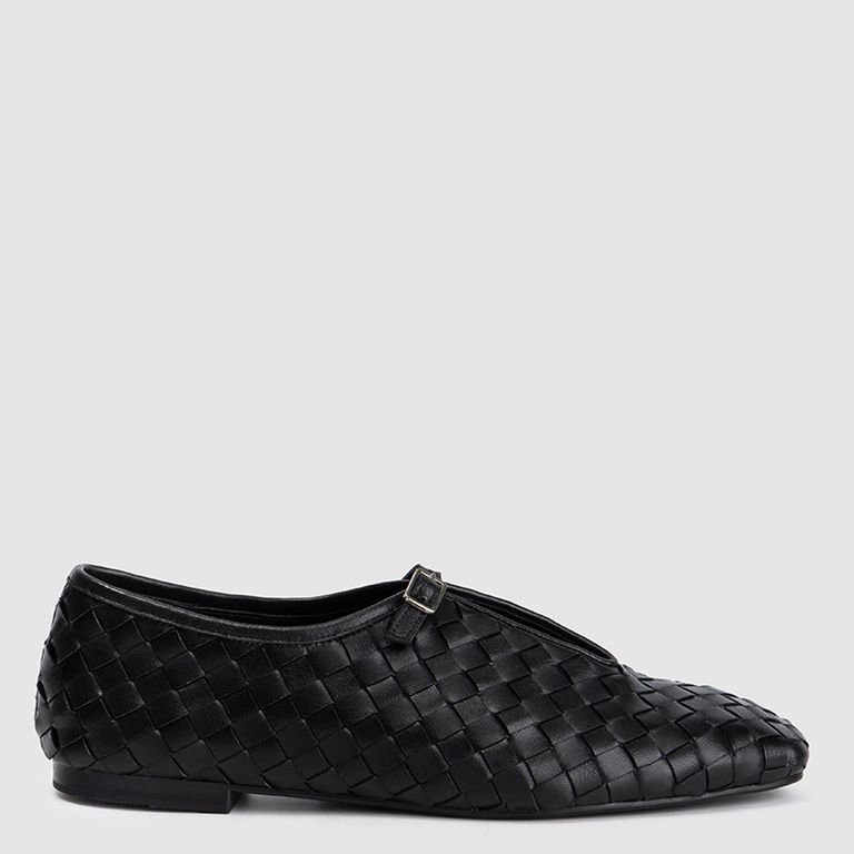 Zapato Casual Trenzado Mujer Cuero Negro