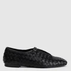 DANSI - Zapato Casual Trenzado Mujer Cuero Negro