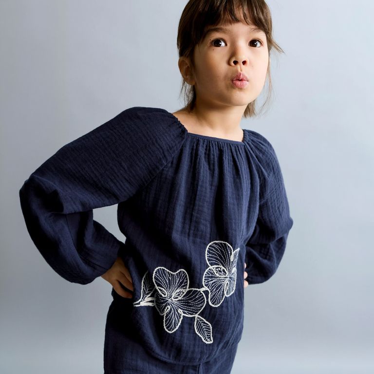 Blusa Bordado Floral Bebé Niña