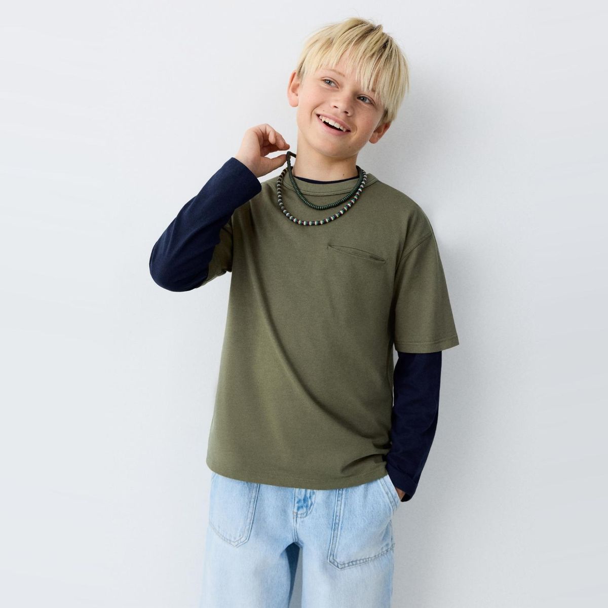 MANGO KIDS - Polera Algodón Detalle Bolsillo Niño Mango Kids