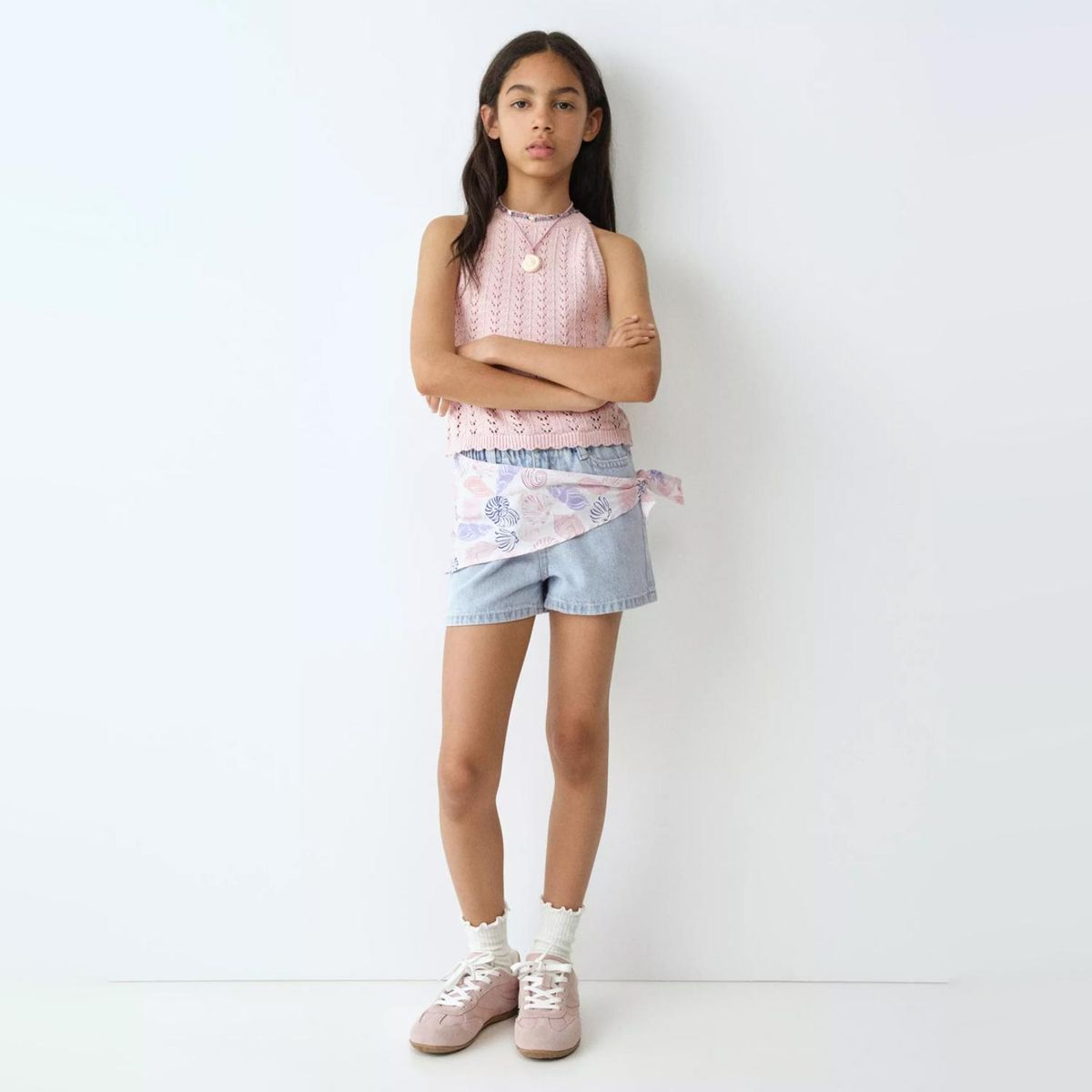 MANGO KIDS - Shorts Detalle Pañuelo Niña Mango Kids