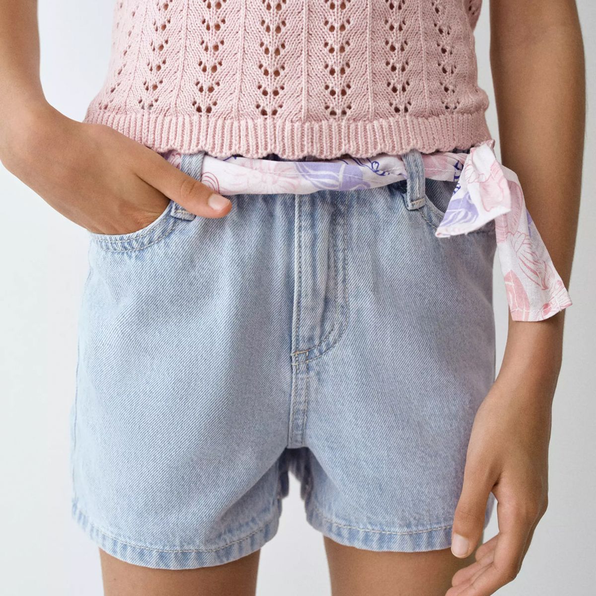 MANGO KIDS - Shorts Detalle Pañuelo Niña Mango Kids