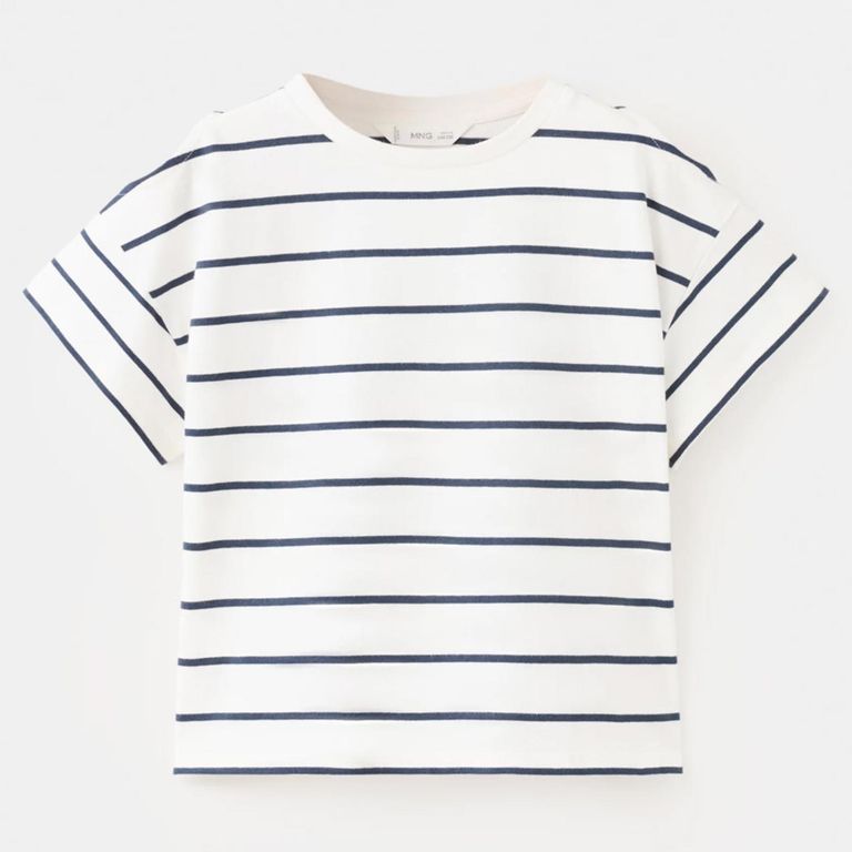 Polera Algod��n Rayas Hombro Descubierto Niña
