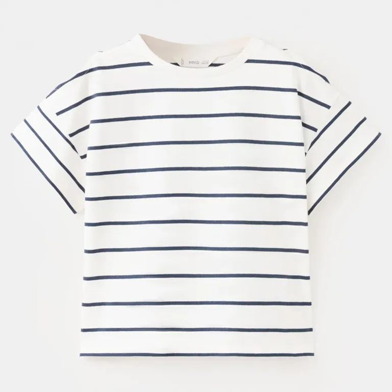 Polera Algod��n Rayas Hombro Descubierto Niña