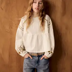 MANGO KIDS - Blusa Estampada Bordada Niña