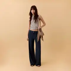 MANGO TEEN - Pantalón Lino Lazo Mujer