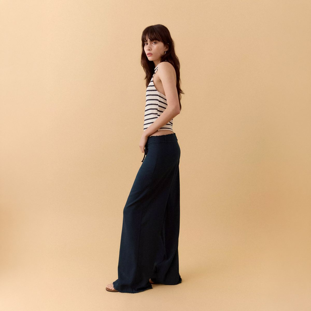 MANGO TEEN - Pantalón Lino Lazo Mujer Mango Teen