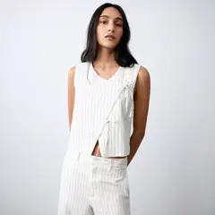 MANGO TEEN - Chaleco Rayas Cierre Lazo Mujer