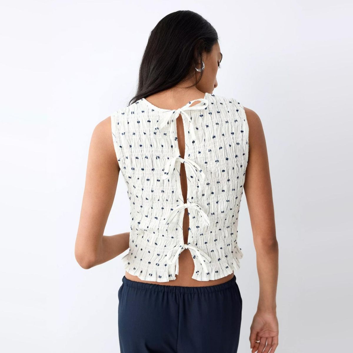 MANGO TEEN - Top Fruncido Bordado Mujer Mango Teen