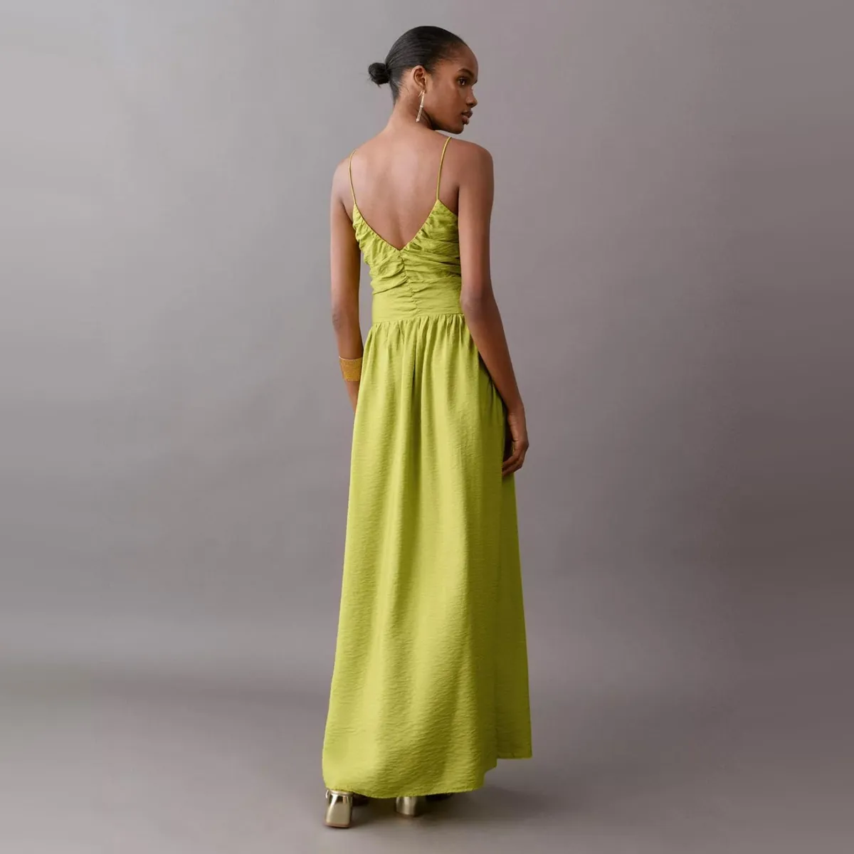 MANGO TEEN - Vestido Largo Drapeado Mujer Mango Teen
